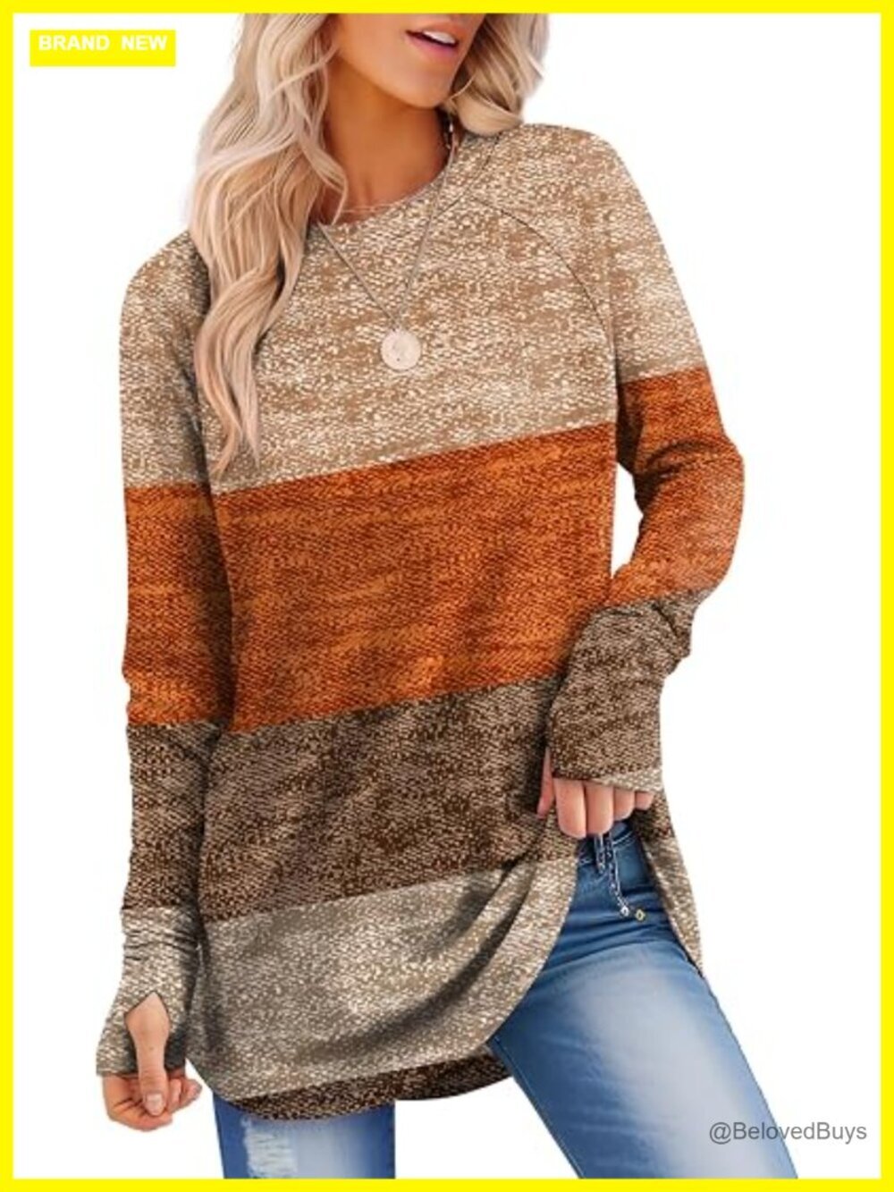 Long Sleeve Tunic Top with Thumb Holes for Leggings Loose Fit
